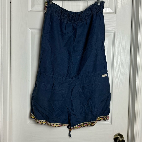 Miss Me Linen Sleeveless Embroidered Romper - Picture 7 of 8